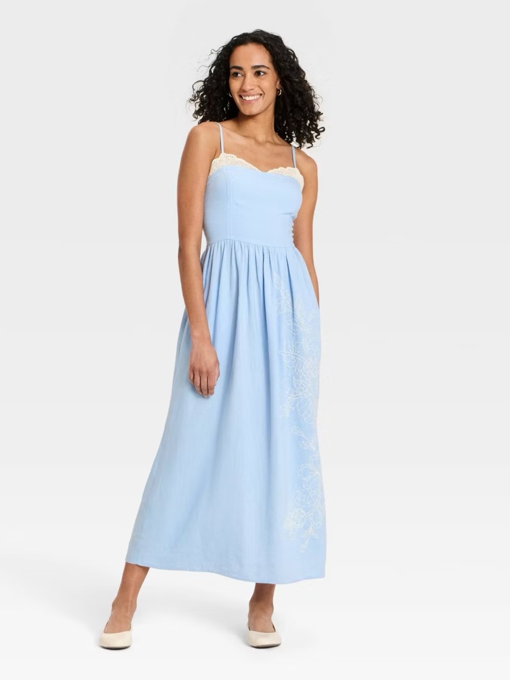 Universal Thread Light Blue Cutwork Midi Sundress Size M